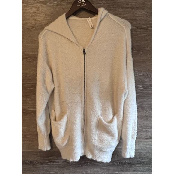 Daily Practice Anthropologie Hoodie Sweater Women Sz XS White Ivory Cozy Fuzzy - Picture 3 of 13